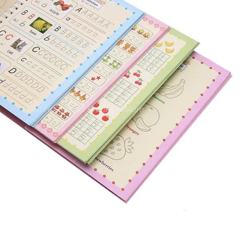 Set of 4 Child Learning Book, Writing Practice Copy Books, Magic Practice Copy Book For Kids, Handwriting Copy Book Set With Magic Pen, Children Reusable Workbook, Tracing Workbook with Pens Set of 4 Child Learning Book, Writing Practice Copy Books, Magic Practice Copy Book For Kids, Handwriting Copy Book Set With Magic Pen, Children Reusable Workbook, Tracing Workbook with Pens